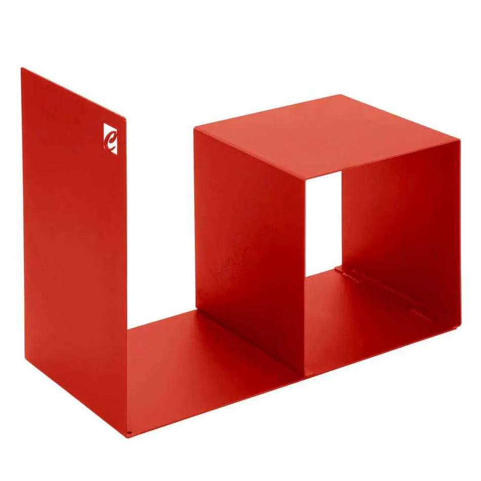 Indoor Holzhalter aus farbigem Stahl mit Couchtisch Made in Italy - Cecio Viadurini