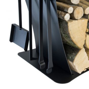 Brennholzhalter für den Innenbereich aus Stahl mit 3 Zubehörteilen Made in Italy - Nelumbo