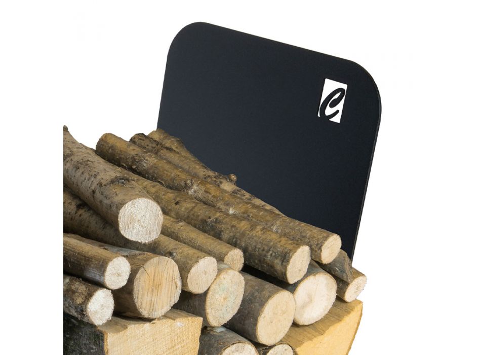 Brennholzhalter für den Innenbereich aus Stahl mit 3 Zubehörteilen Made in Italy - Nelumbo
