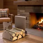 Brennholzhalter aus braunem Stahl Hergestellt in Italien mit Werkzeugen - Volturno Viadurini