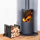 Brennholzhalter aus schwarzem Stahl mit 4 Werkzeugen Made in Italy - Phebe Viadurini