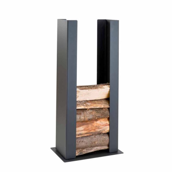 Boden / wand holzhalter aus schwarzem stahl mit säule des modernen designs - grecale