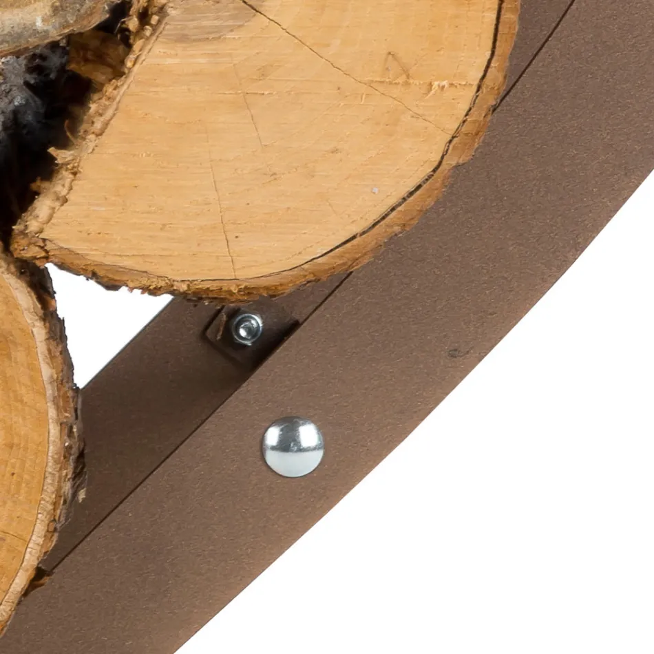 Holzhalter aus braunem Stahl Made in Italy - Zuneigung Viadurini