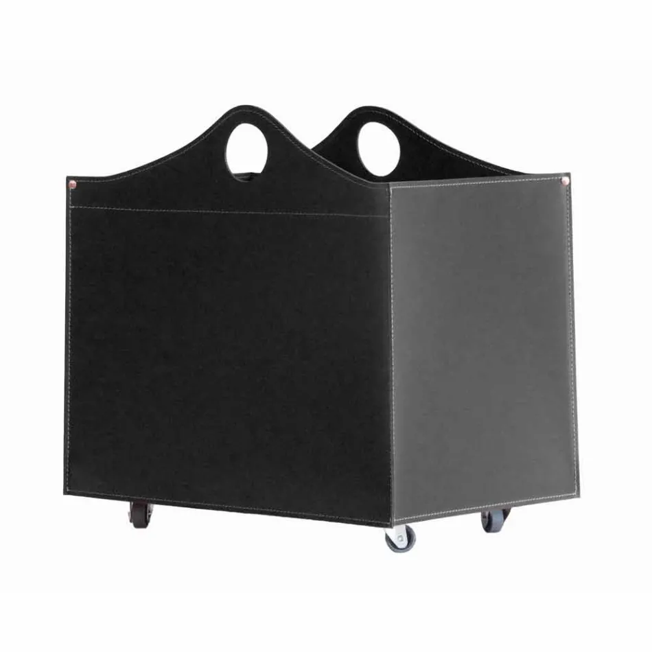 Portalegna Bonded Leder mit WoodBag Räder made in Italy Viadurini