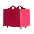 Portalegna Bonded Leder mit WoodBag Räder made in Italy Viadurini