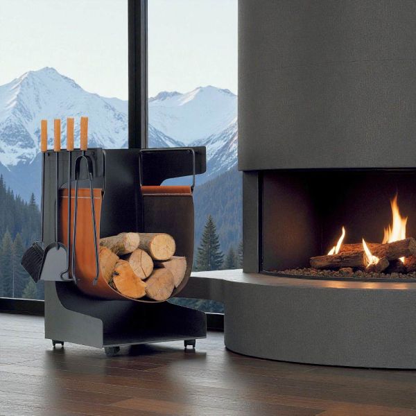 Holzhalter aus kunstleder und metall mit 4 accessoires, hergestellt in italien – kamel