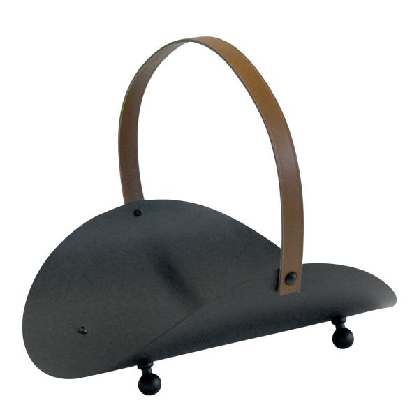 Schwarzer holzhalter aus metall mit ledergriff, hergestellt in italien – antilope