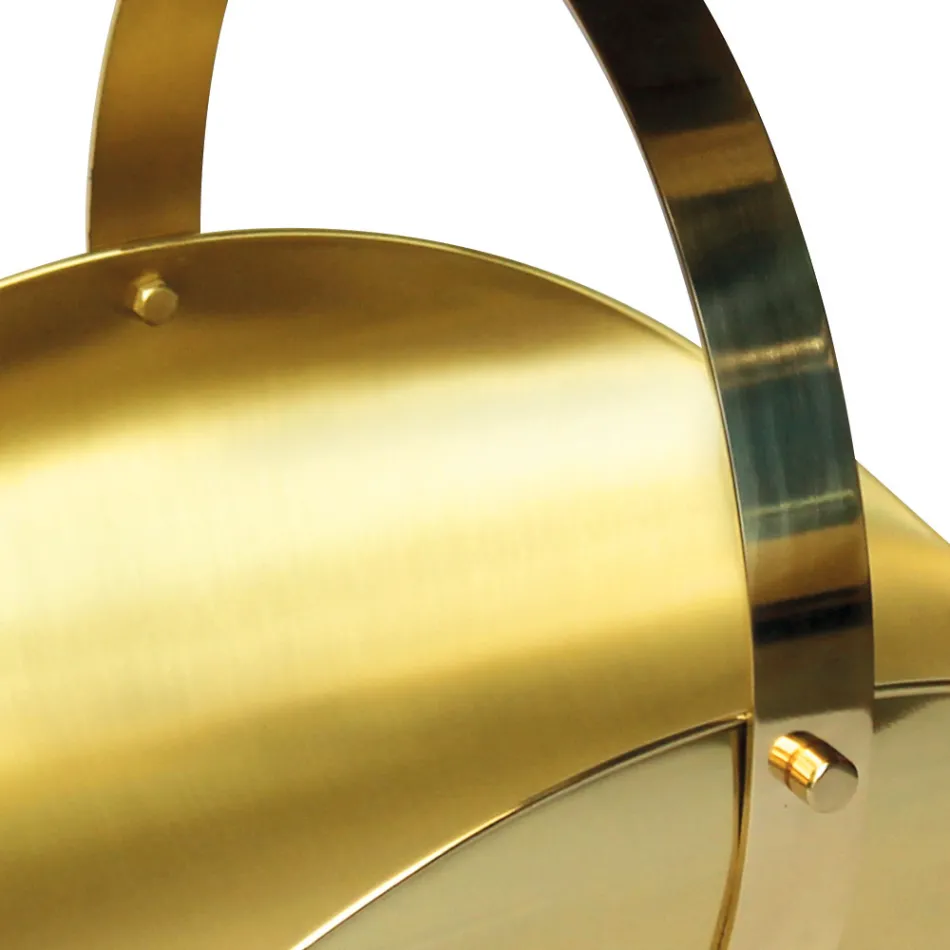 Holzscheithalter aus Messing mit Griff und 4 Füßen, hergestellt in Italien – Tiger Viadurini