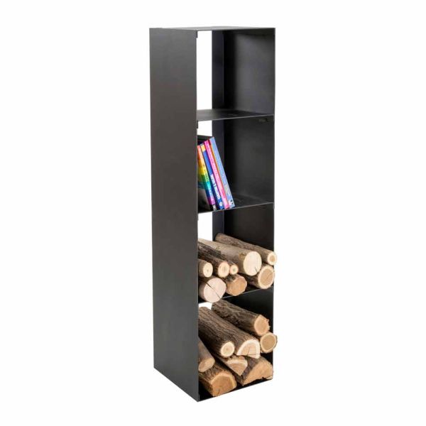 Schwarzer moderner holzhalter mit regalen made in italy - cauro1