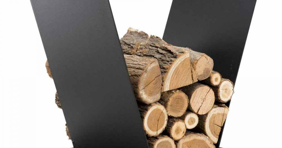 Modernes Design Holzhalter aus Stahl für Innenkamin