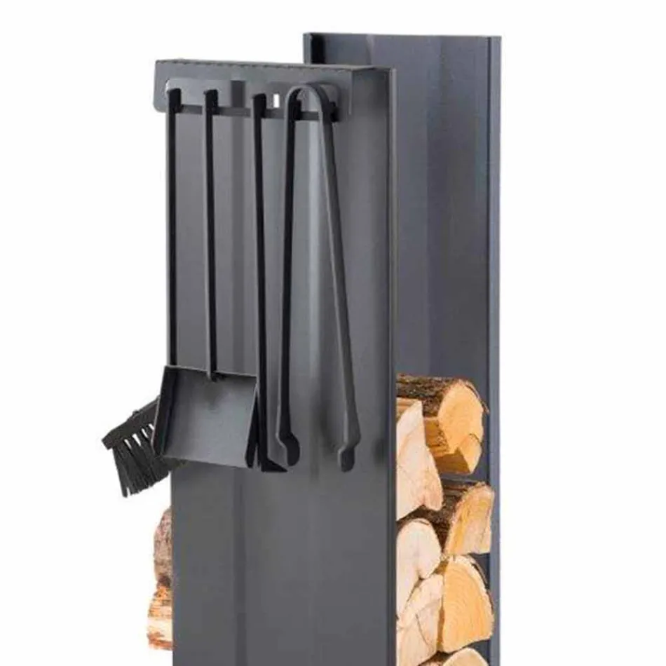 Design Brennholzhalter mit 4 Innenwerkzeugen Made in Italy - Janet Viadurini