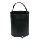 Runder Holzscheithalter aus Öko-Leder mit Rädern, hergestellt in Italien – Chamäleon Viadurini