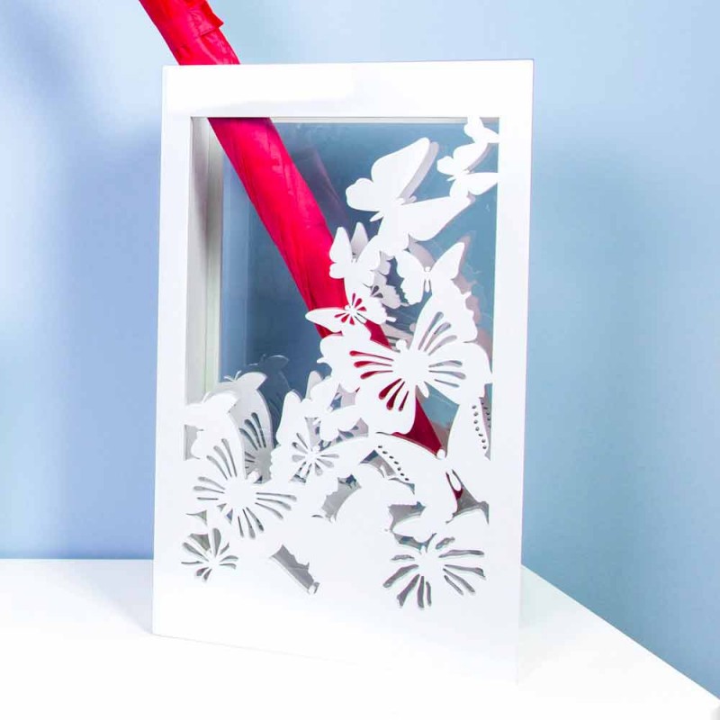 Original Design Schirmständer aus modernem Weißholz