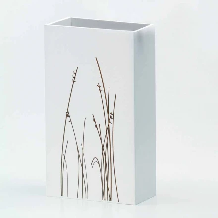 Weißer Schirmständer aus verziertem Holz Modernes Design Rechteckig - Filigran Viadurini