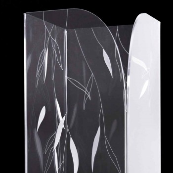Design Schirmständer aus transparentem Plexiglas mit gravierten Blättern - Kanno
