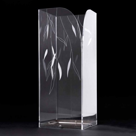 Design Schirmständer aus transparentem Plexiglas mit gravierten Blättern - Kanno Viadurini