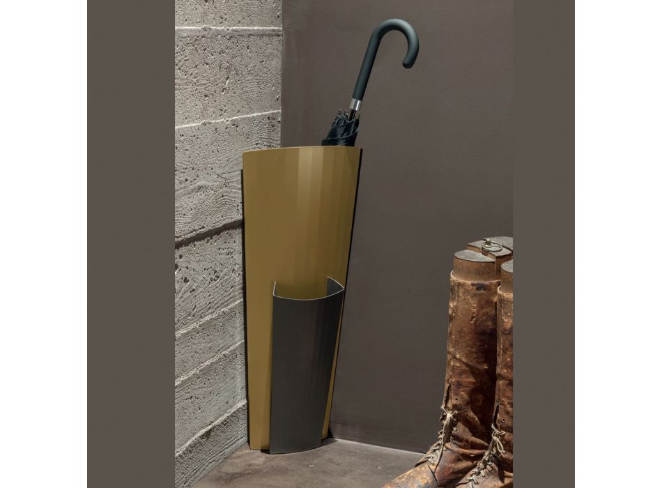 Schirmständer aus gold- und bronzefarben lackiertem Blech, hergestellt in Italien – Azalea Viadurini