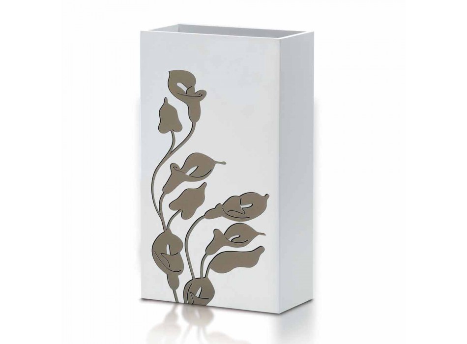 White Wood Umbrella Stand Modernes Design mit Blumendekorationen - Caracalla Viadurini