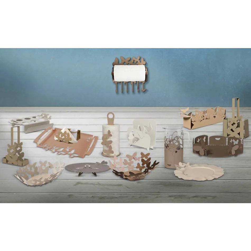 Moderner handgemachter Küchenrollenhalter aus Eisen, Made in Italy - Leiden Viadurini