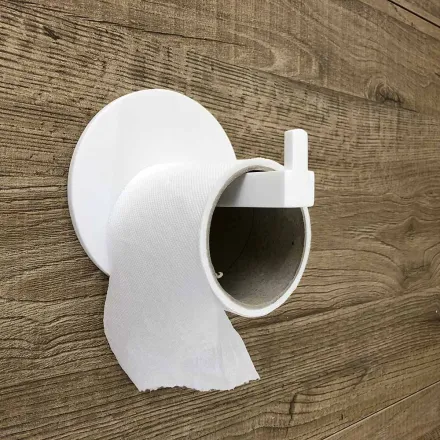 Toilettenpapierhalter aus weißem Corian oder mit schwarzem Einsatz, Made in Italy - Elono Viadurini