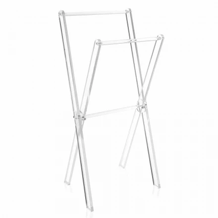 Design Boden Handtuchhalter aus transparentem Plexiglas oder mit Holz - Stendio Viadurini