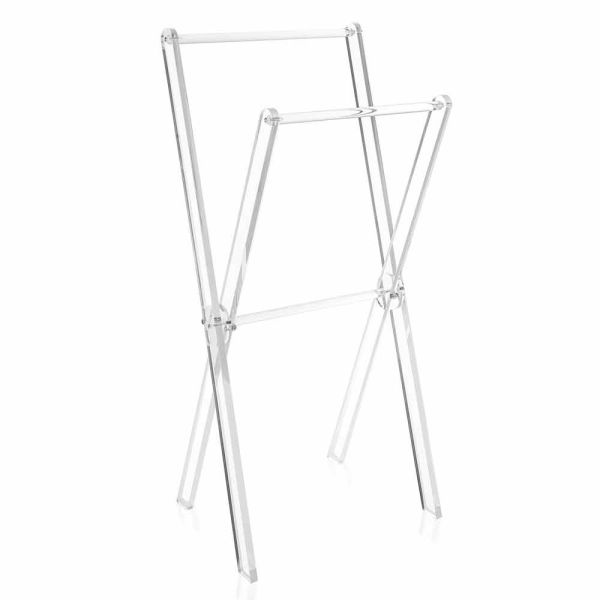 Design boden handtuchhalter aus transparentem plexiglas oder mit holz - stendio