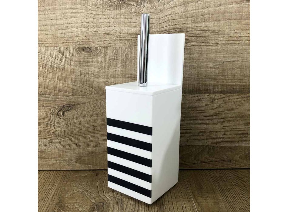 Toilettenbürstenhalter aus weißem Corian oder mit schwarzem Einsatz Made in Italy - Elono Viadurini