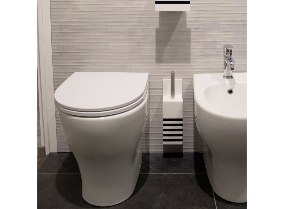 Toilettenbürstenhalter aus weißem Corian oder mit schwarzem Einsatz Made in Italy - Elono Viadurini