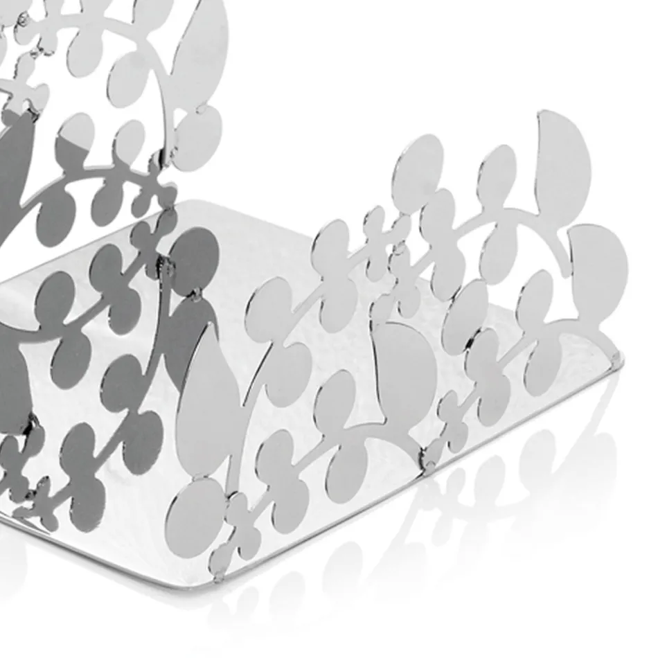 Silberner Serviettenhalter aus Metall mit modernen Luxus-Design-Dekorationen - Amedeo Viadurini