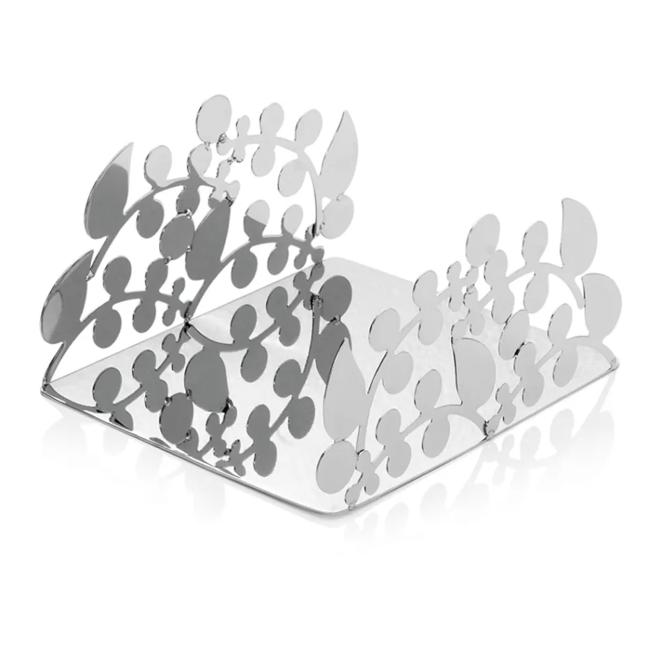 Silberner Serviettenhalter aus Metall mit modernen Luxus-Design-Dekorationen - Amedeo Viadurini