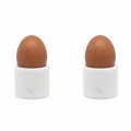 Design Eierbecher aus weißem Carrara-Marmor Made in Italy, 2 Stück - Picca