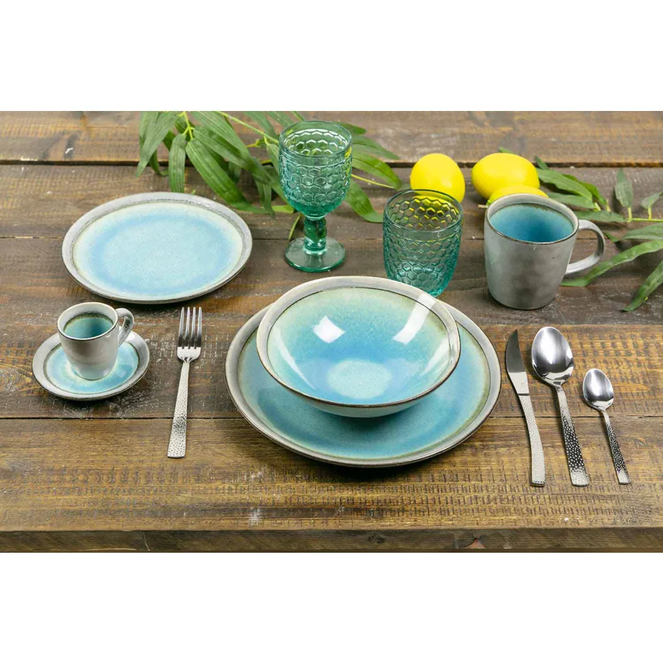 Design 24-teiliges Besteck aus Stahl mit Schildkröteneffekt - Rock Viadurini