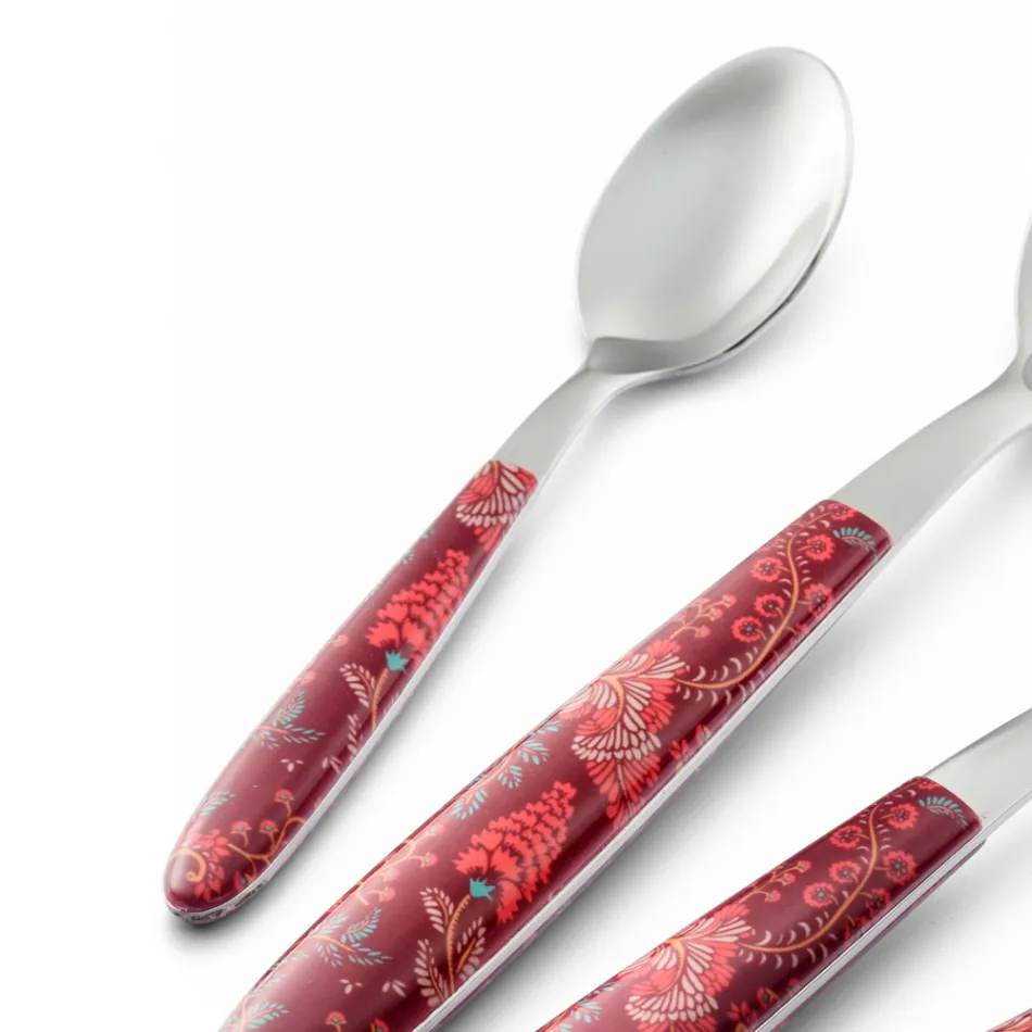 Stahl- und Kunststoffbesteck Coloured Arabesque Decor 24 Stück - Alessandra Viadurini