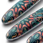 Stahl- und Kunststoffbesteck Farbiges Blumendekor 24 Stück - Alessandra Viadurini