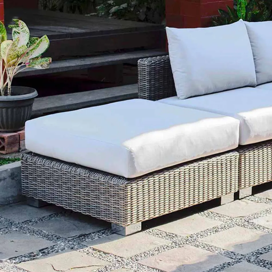 Pouf modernes Äußeres in grau-taupe Jaco Polyethylen, handgefertigt Viadurini