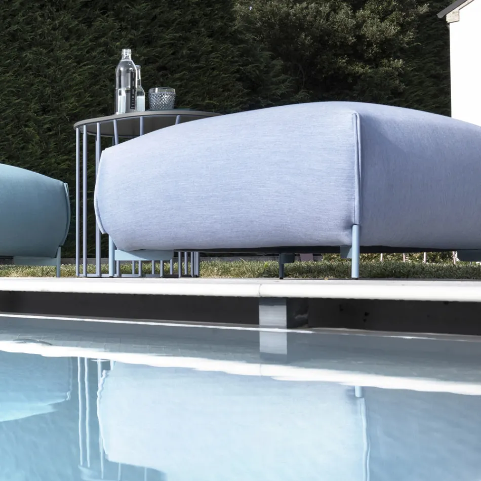 Gartenhocker gepolstert und bezogen mit Stoff Made in Italy - Butter Viadurini