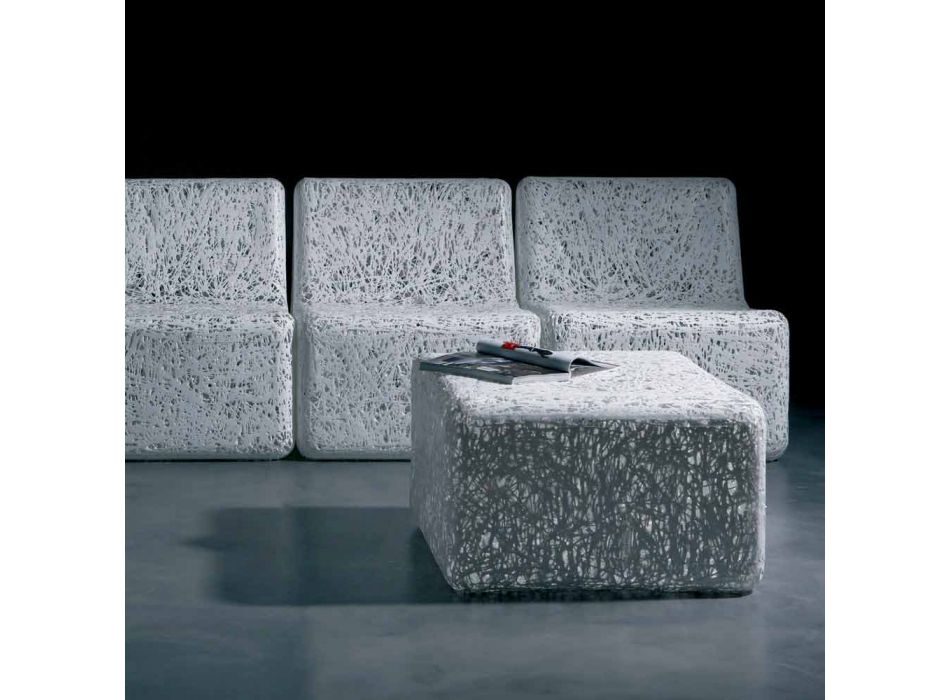 Design-Sitzpuff aus mehrfarbigem thermoplastischem Kunststoff oder Grazia-Weiß
