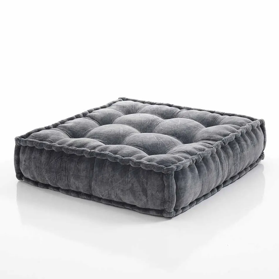 Ethnischer quadratischer Hocker aus Patchworkstoff oder Samtfaser Viadurini