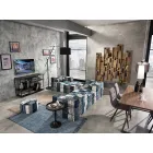 Ethnischer quadratischer Hocker aus Patchworkstoff oder Samtfaser Viadurini