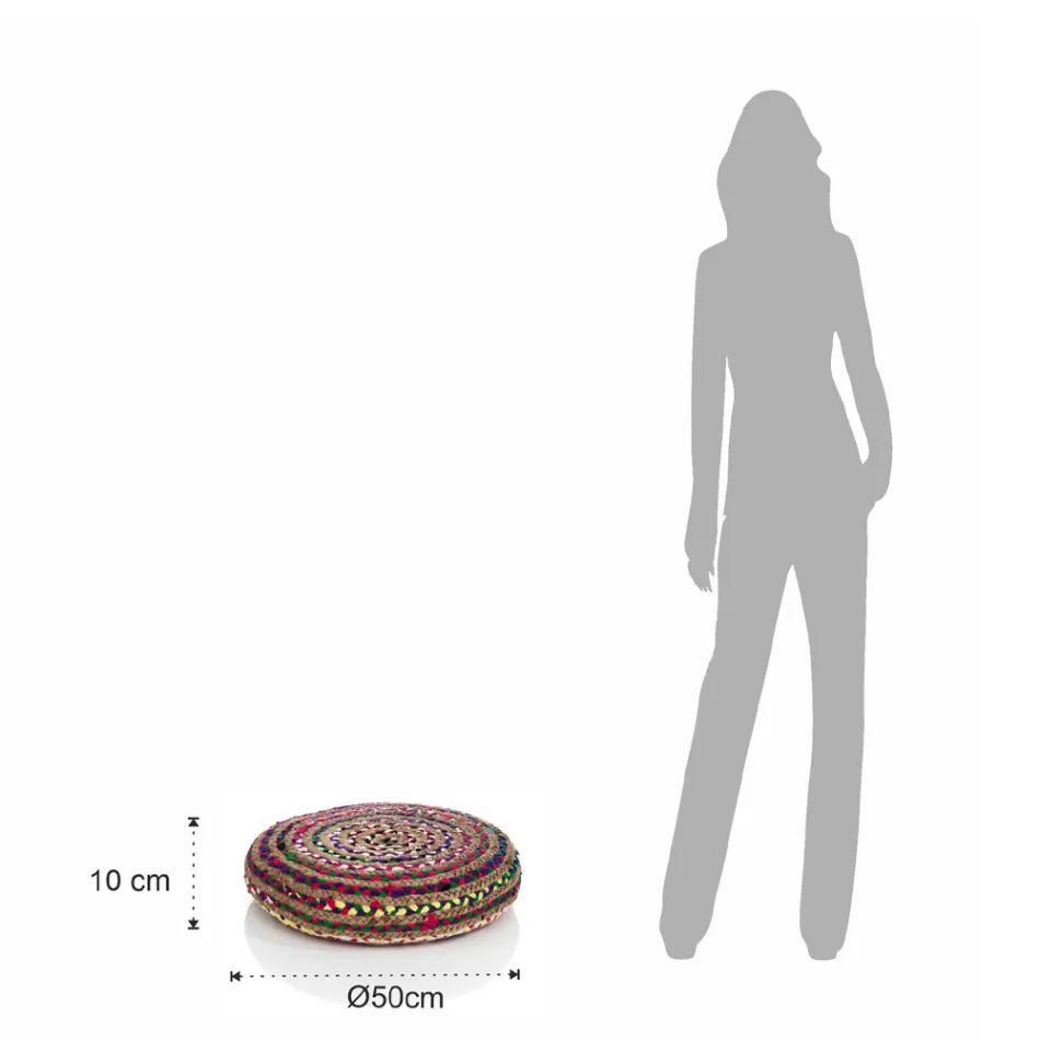 Pouf aus Jute und Polystyrol in 2 verschiedenen Größen – Rost Viadurini