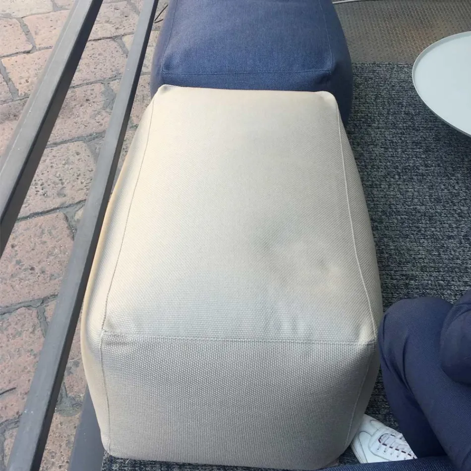 Weicher, rechteckiger Ottoman-Hocker für den Innen- und Außenbereich aus Stoff – Naemi Viadurini