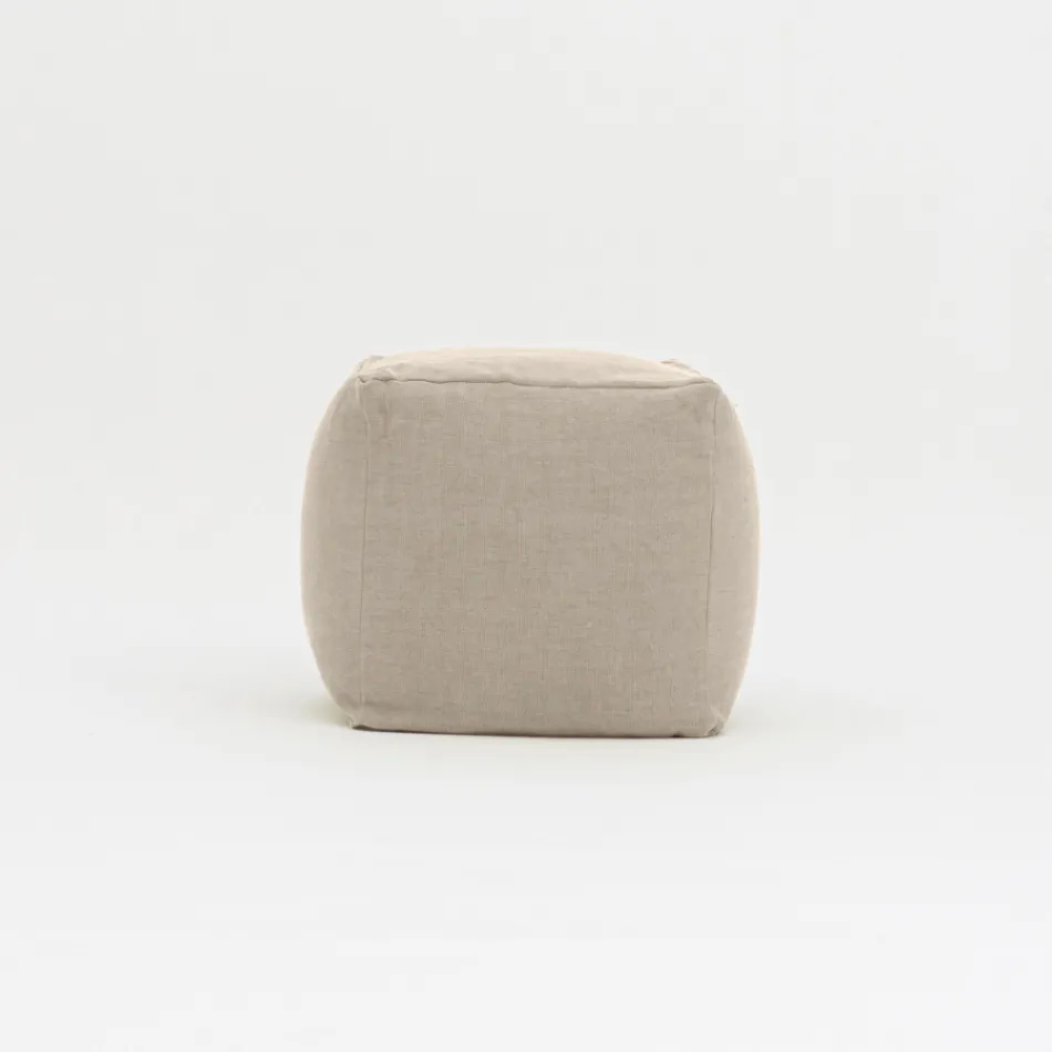 Pouf für den Garten aus Outdoor-Stoff in der Farbe Melange Beige - Maestrale Viadurini