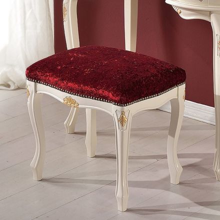 Hocker im klassischen Stil aus Walnussholz und Stoff Made in Italy - Luxus Viadurini