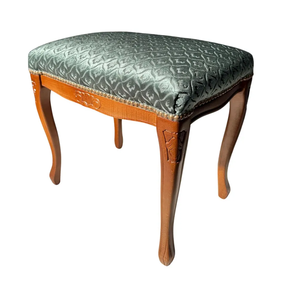 Hocker im klassischen Stil aus Walnussholz und Stoff Made in Italy - Luxus Viadurini