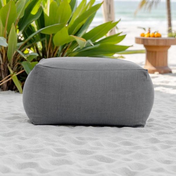 Pouf-gartentisch aus outdoor-stoff in anthrazit - maestrale
