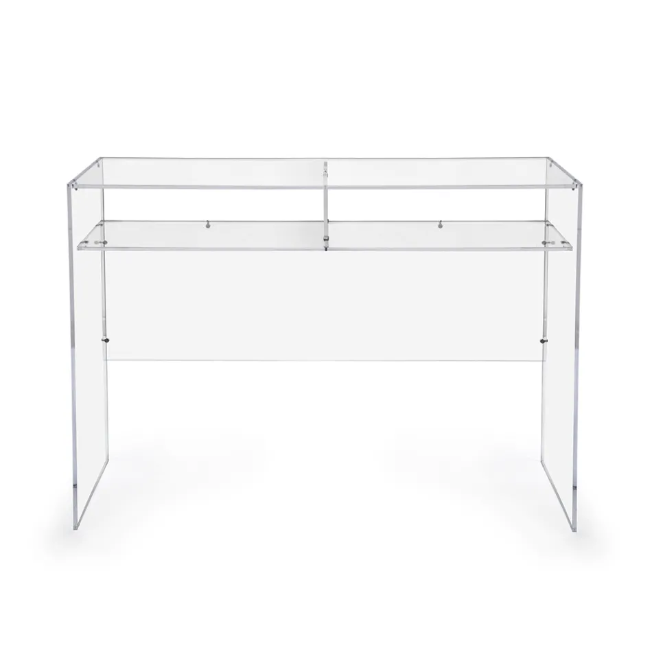 Praktischer freistehender Schreibtisch aus transparentem Plexiglas, hergestellt in Italien - Ghea Viadurini