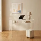 Praktischer freistehender Schreibtisch aus transparentem Plexiglas, hergestellt in Italien - Ghea Viadurini