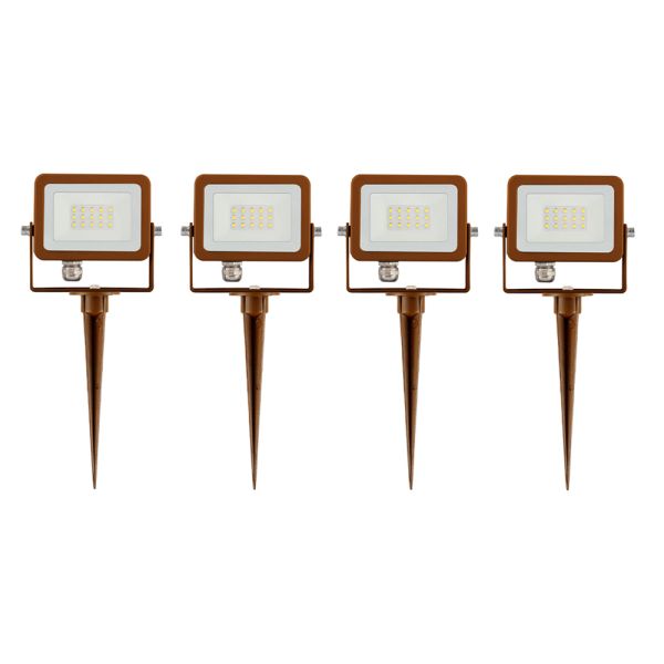 Projektor, led-außenstrahler aus corten-aluminium 4 stück - hellblau