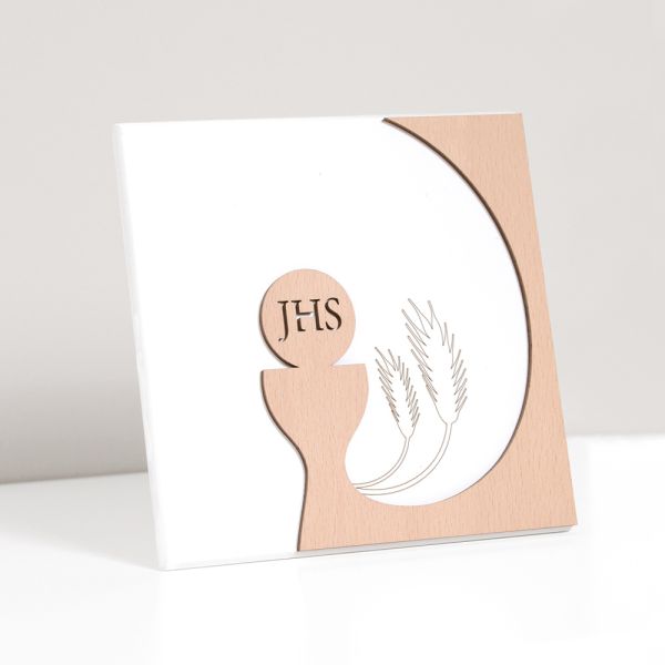 Kleines bild mit der darstellung der eucharistie, lasergraviert, hergestellt in italien – ingrid