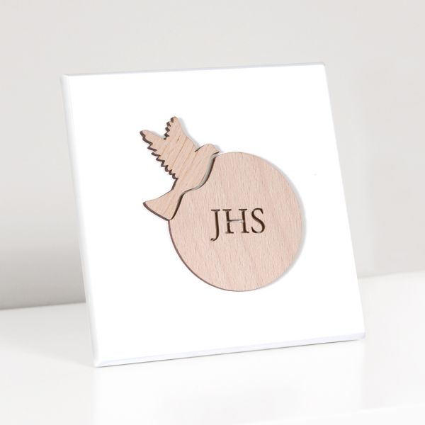 Kleines bild mit lasergravierter konfirmation, hergestellt in italien – jeremia